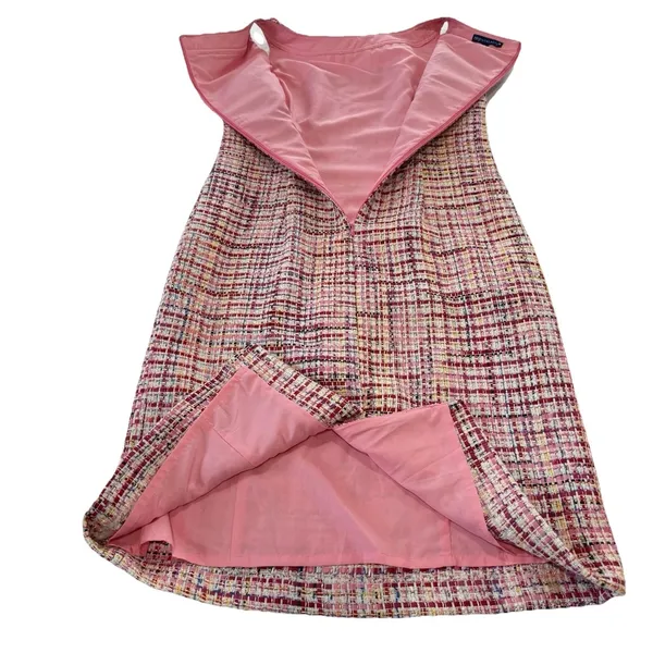 Talbots Pink Ribbon Tweed Sleeveless Shift‎ Dress Size 2 Office Preppy - Image 9