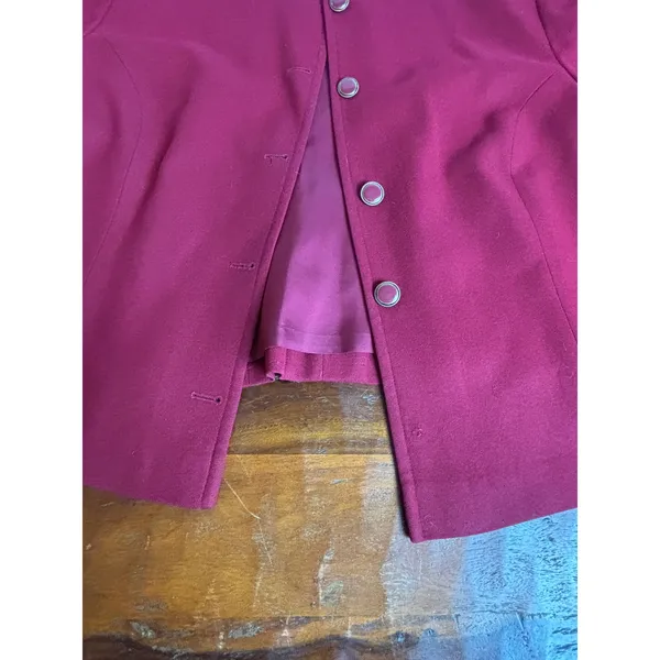 Pendleton Vintage Blazer Burgundy Round‎ Neck Button Front 100% Virgin Wool - Image 2