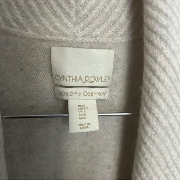 Cynthia Rowley 100% Cashmere Beige Open Front Cardigan Sweater Size Small - Image 2