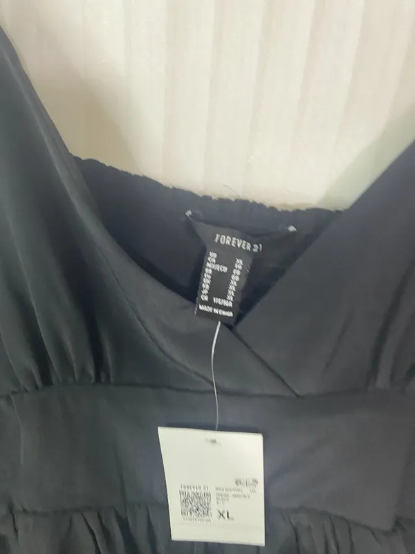 Forever 21 Women’s Black Tiered Mini Dress XL Tie Strap Babydoll NWT - Image 3