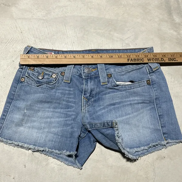 True Religion Women's SZ 28 Keira Cut Off Short USA MADE Micro Shorts Y2K - Image 8