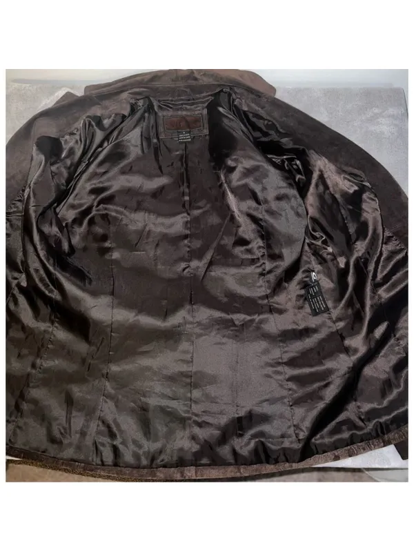 Dark Chocolate Suede 100% Genuine Leather Blazer 10 Espresso - Image 10