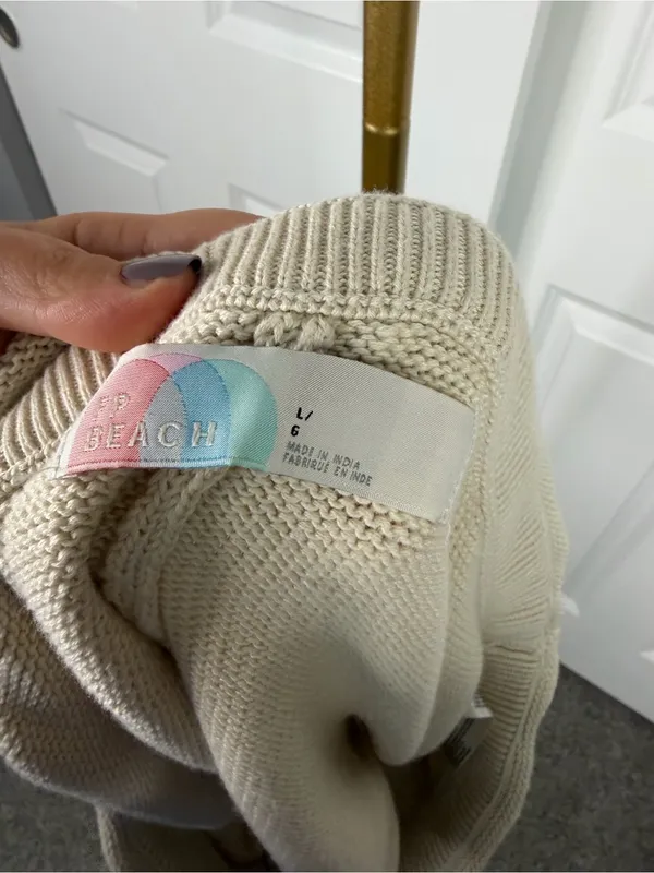 Free People Rita Sweater Knit Cotton Shorts Size L Cream NWOT - Image 10