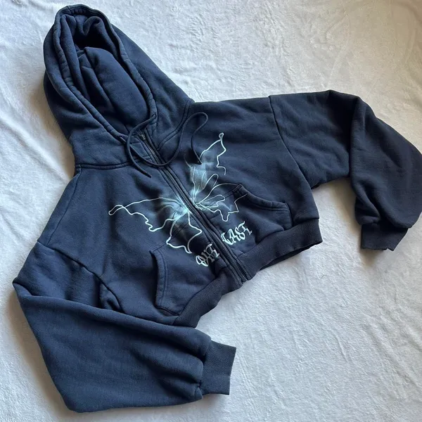Outcast Clothing Nya Cropped Hoodie Vintage Navy - Image 5