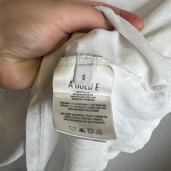Agolde Premium White Cotton Short Sleeve Cropped Tee Shirt A7012 Women Size S - Image 7