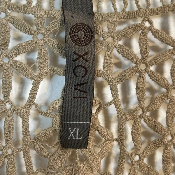 XCVI Ombre Cotton Crochet Lace Yoke 3/4‎ Sleeve Top Tan Brown XL - Image 4