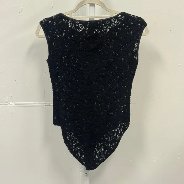 Vintage 90s Anne Klein II Black Floral Lace Sleeveless Bodysuit Vintage Small - Image 2