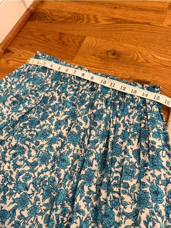 J.Crew Smocked-waist cotton voile midi skirt in blue blooms block print size S - Image 10