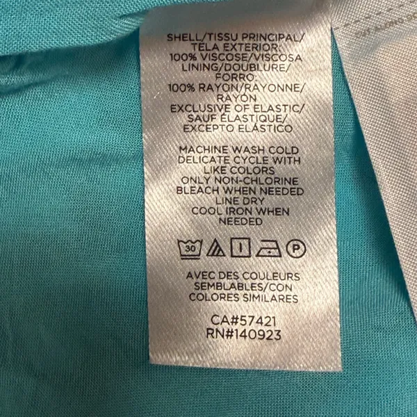 LOFT Geo Print Mini Dress Boho Indie Coastal Summer Size 6 Blue Spaghetti Strap - Image 16