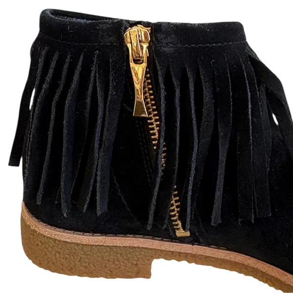 EUC Kate Spade Leather Betsie Fringed Ankle Boots Black Size 6 - Image 6