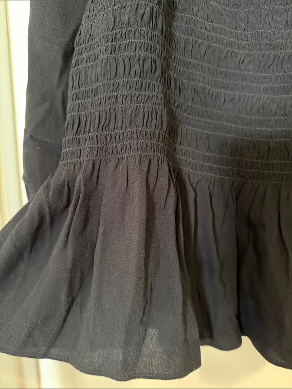 Ann Taylor Black Smocked Peplum Blouse - Image 3