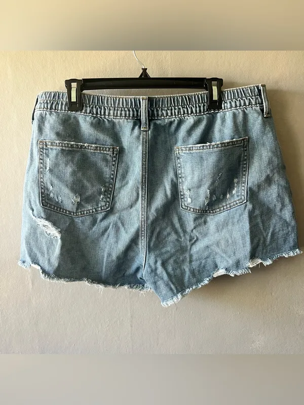 Aerie Daydream Denim Elastic Distressed Shorts Size XL - Image 3