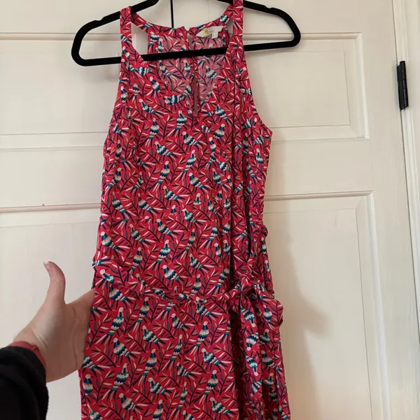 Boden‎ Olwen Strawberry Split Bird Print Dress Size 6 Pink Midi Printed Summer - Image 8
