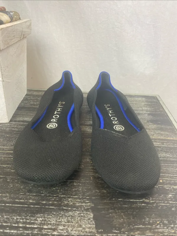 Rothy’s Black & Blue Trim Canvas Slip On Flat Shoes 7.5 - Image 2