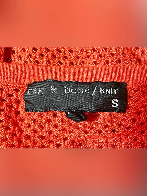 Rag & Bone Katya Orange Lightweight Open Knit Eyelet Sweater, Sz S Retail $178 - Image 5