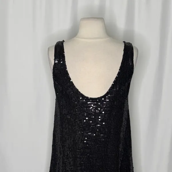FREE PEOPLE Black Sequin Shift Mini Dress Scoop Back Party Cocktail Size 2 - Image 8