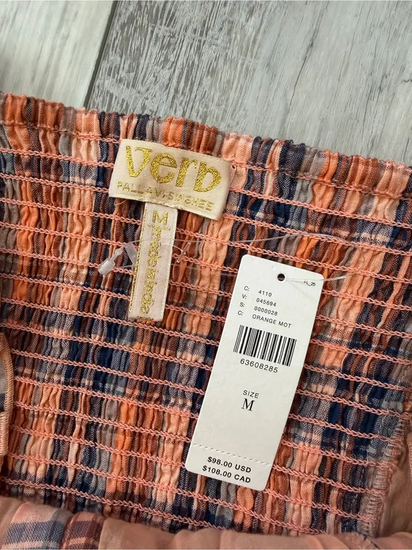 NWT Verb by Pallavi Singhee Anthropologie Cotton Ruffle Plaid Gingham Top medium - Image 9