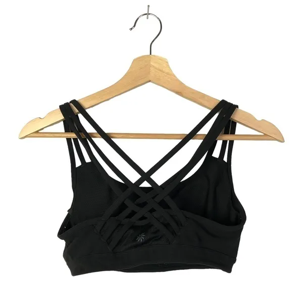 Athleta Fully‎ Focused Black Strappy Sports Bra XS - Image 4
