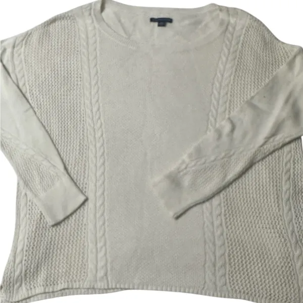 American Eagle Outfitters Knit Cream Sweater size large - Image 2