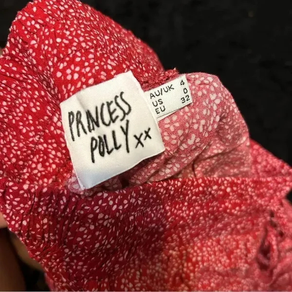 PRINCESS POLLY red floral print mini skirt size 0 women’s - Image 2