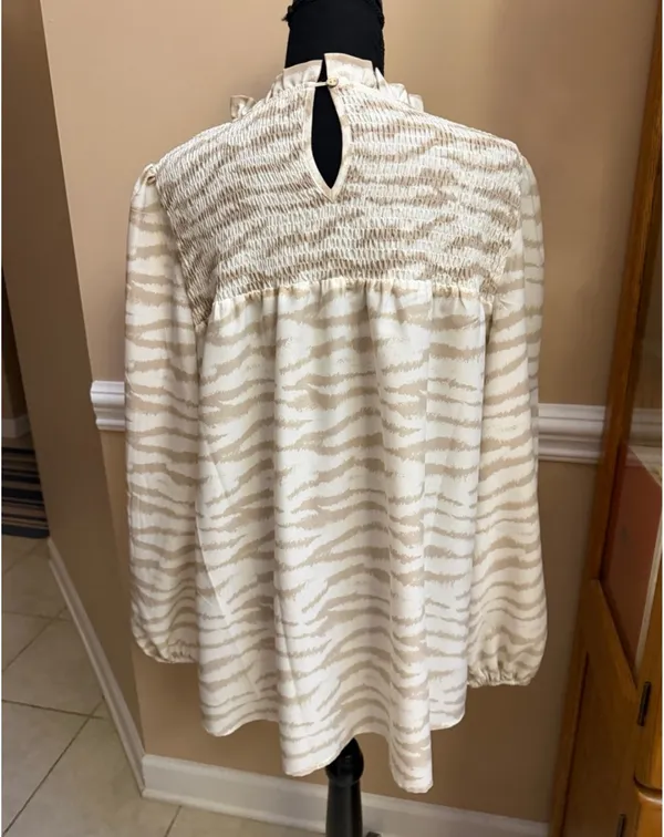 Shop the Mint Raise Your Standards Taupe Brown Zebra Print Blouse - Image 3