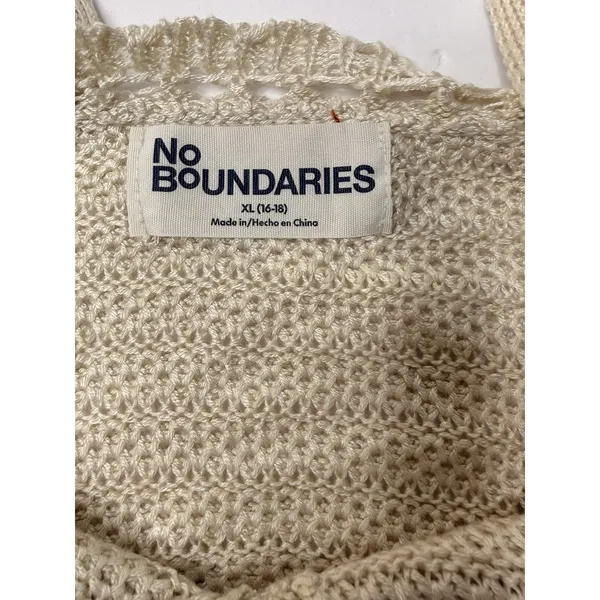 No Boundaries Sweater‎ Tank Top Cropped Women Size XL Cream Boho Indie Peasant - Image 7