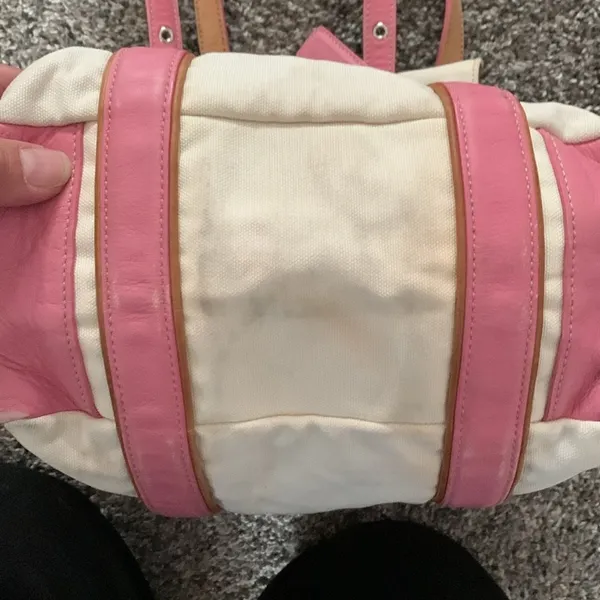 Vtg Coach Canvas cream with pink leather - Image 5