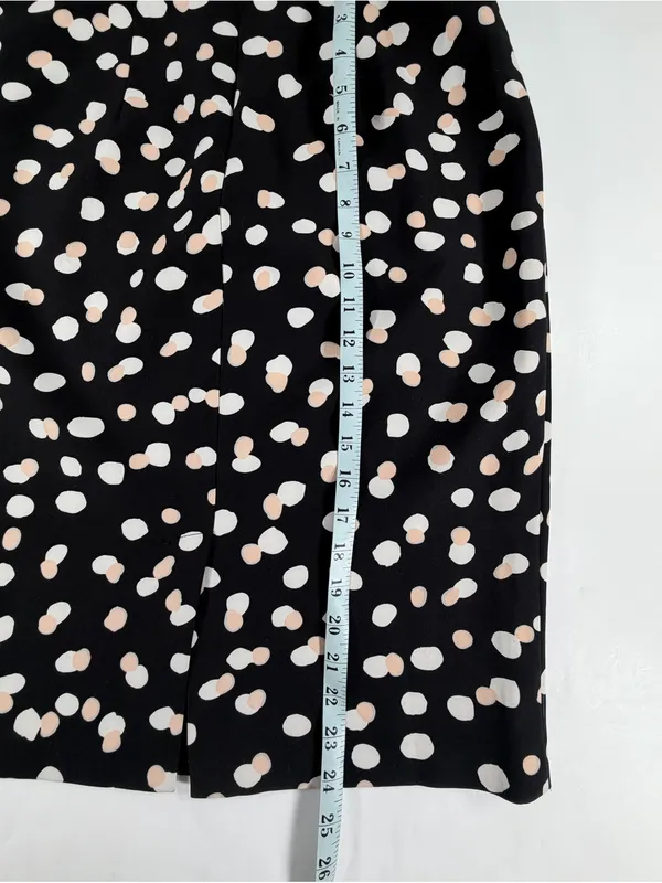 Philosophy Polka Dot Pencil Midi Skirt Black Blush Career Stretch Size 2 - Image 4