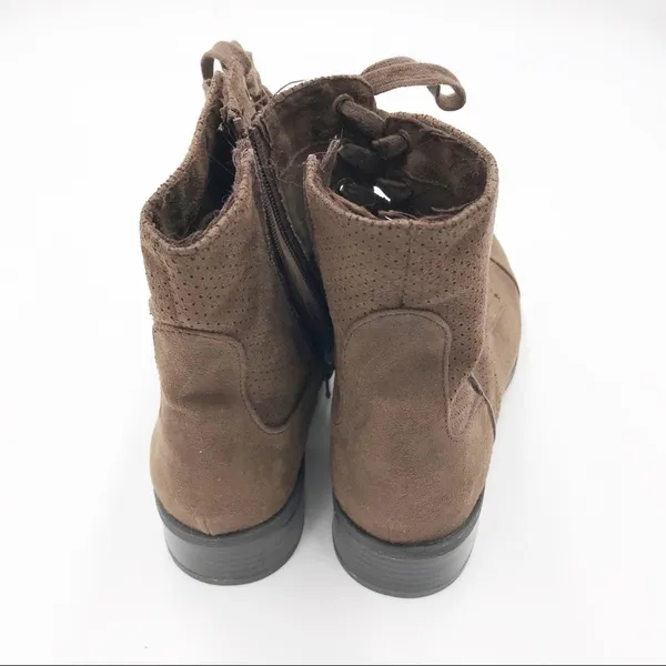 Lane Bryant Brown Perforated Fabric Combat Boots - Image 5