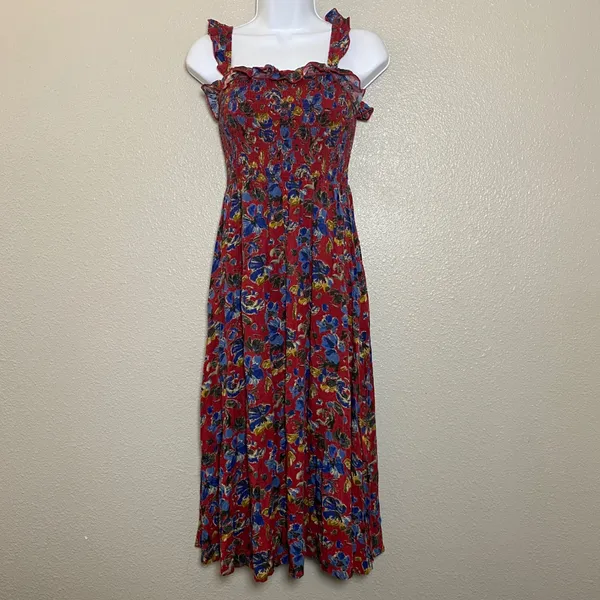 Natural Life Megan Smocked Midi Dress Small Bohemian Boho Chic Cottagecore - Image 2