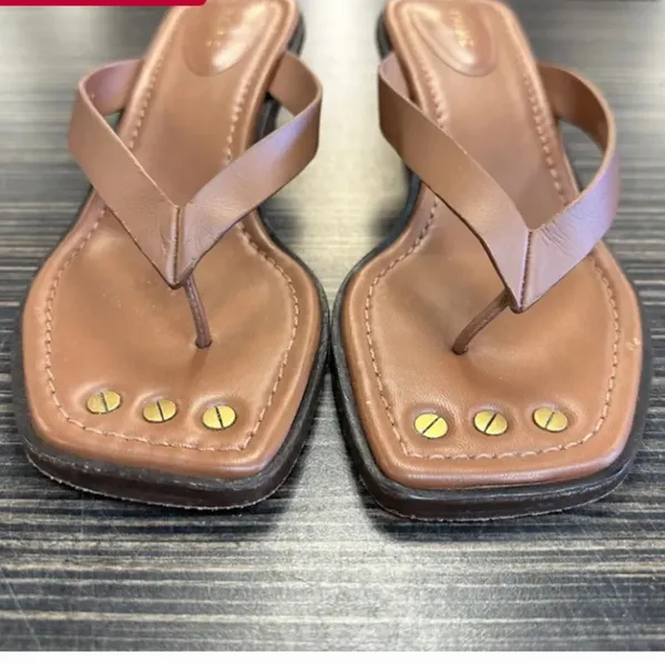 FRAME Le Carbon Leather Thong Sandals - Tobacco size 7 $375 boho classic spring - Image 5
