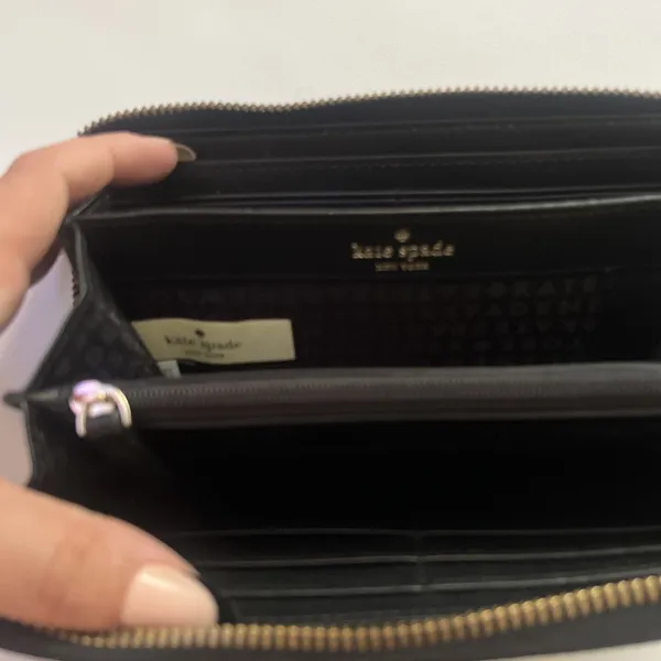 Kate Spade Neda Larchmont Avenue Pebble Leather Embossed Logo Black Wallet - Image 10