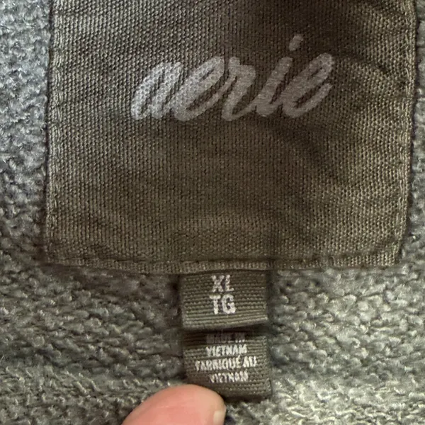 Aerie Womens XL‎ Olive Green Ruched Side Cinch Pullover Hoodie Sweatshirt 05/22 - Image 2