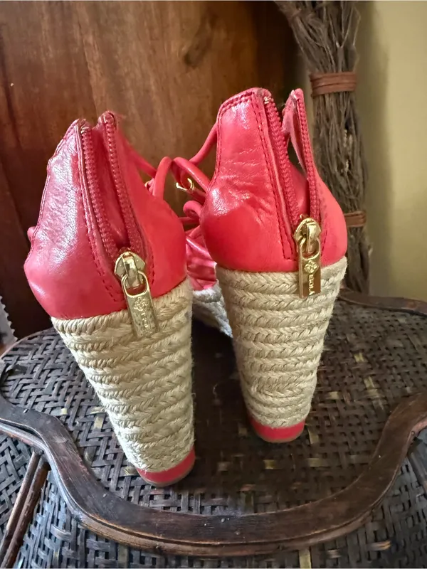 Isola Bright Pink Strappy Espadrille Wedge Sandals - Image 4