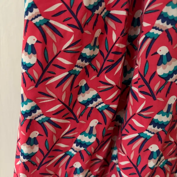 Boden‎ Olwen Strawberry Split Bird Print Dress Size 6 Pink Midi Printed Summer - Image 11