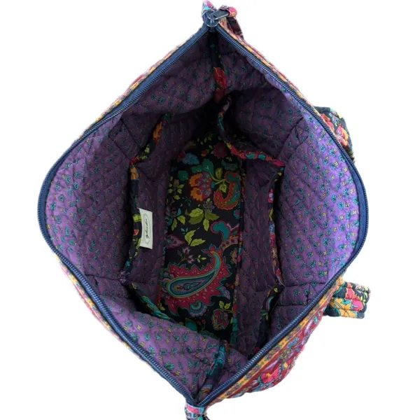 Stephanie Dawn Shoulder Bag Zippered Tote Plum Floral Purse Preppy Boho 14x8x4” - Image 8