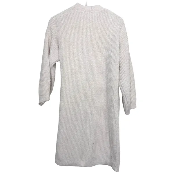 Barefoot Dreams CozyChic Knit Side Tie Ribbed Robe Almond Off White Size XL - Image 4