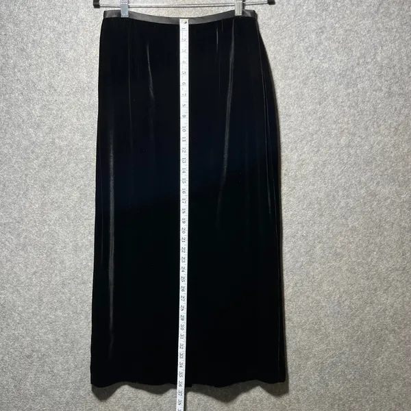 Ann Taylor Loft Black Velvet Maxi Skirt‎ Silk Blend Vintage 90s Size 8 Made USA - Image 3
