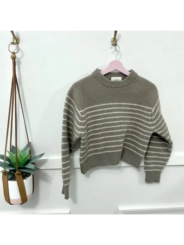 Aritzia Wilfred Maria Merino Wool Pullover Crewneck Striped Sweater Size M - Image 2