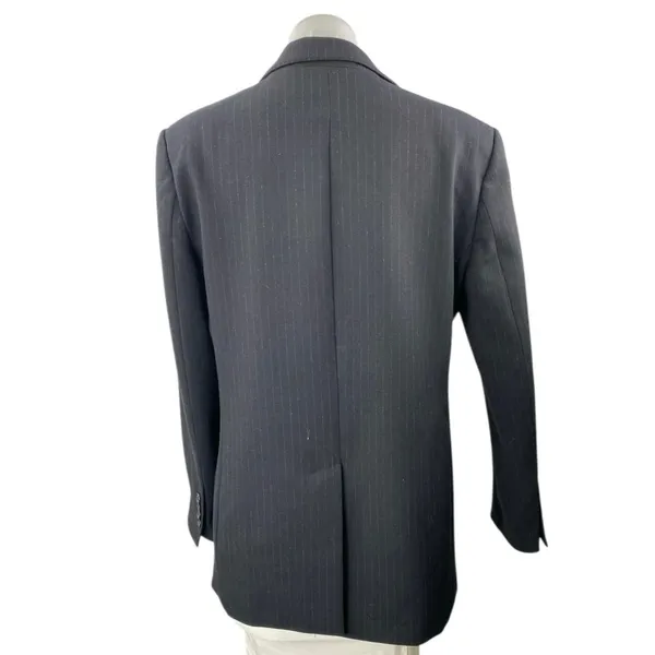 Zara Women's Black Pinstriped Collared Long Sleeve Button Blazer Coat Jacket M - Image 2