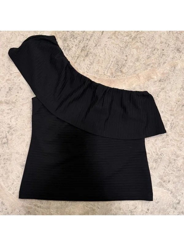 Ann Taylor Black One Shoulder Top NWOT - Image 4