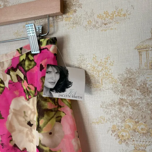 Vintage Y2K Jaclyn Smith pink cream green floral print chiffon layered skirt NWT - Image 5