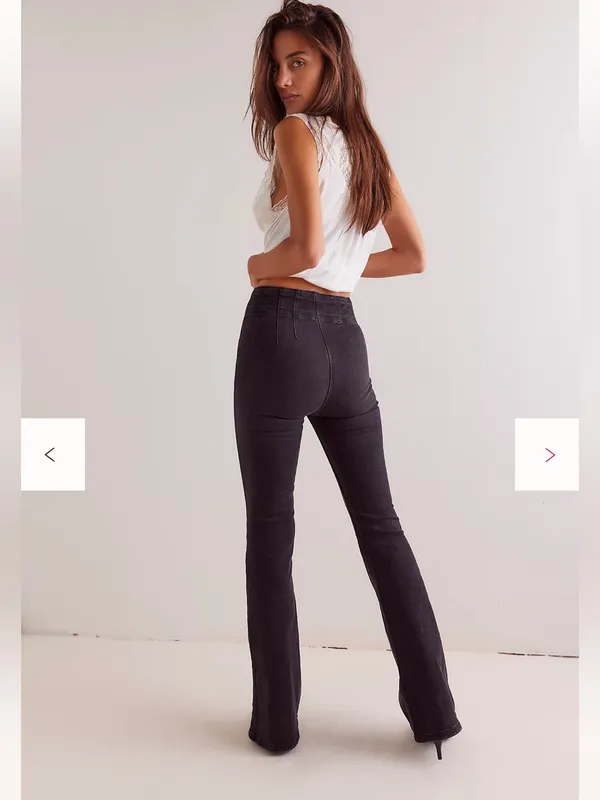 Free People We The Free Jayde Flare Jeans in Onyx - Image 2