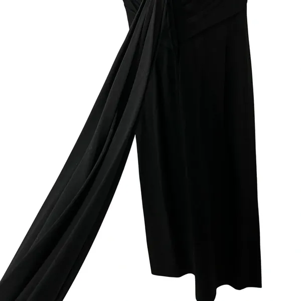 Vintage Kathleen Inc Dress Womens Size Medium Black Maxi Sheath Ruched Pleated - Image 12