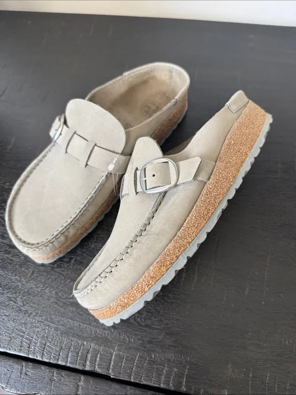 Birkenstock Buckley Suede Closed-Toe Slip On Sandals Grey Women's Size 39 -9 - Image 2