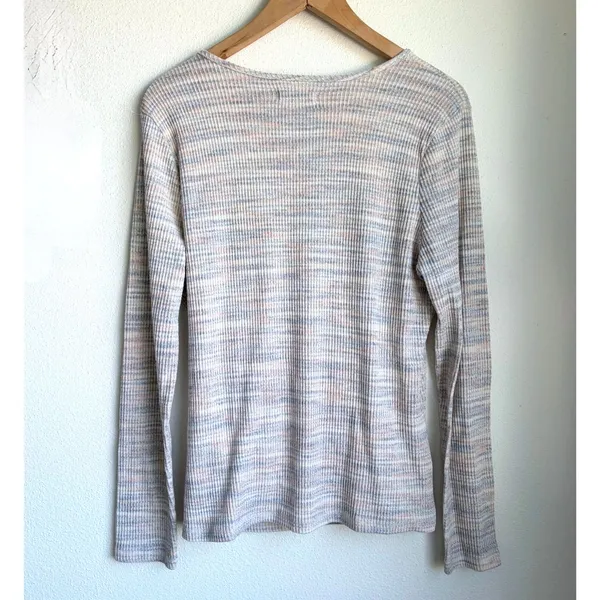 MADEWELL Space-Dye Pastel Faux Wrap Soft Rainbow Long Sleeve Knit Top Womens XL - Image 4