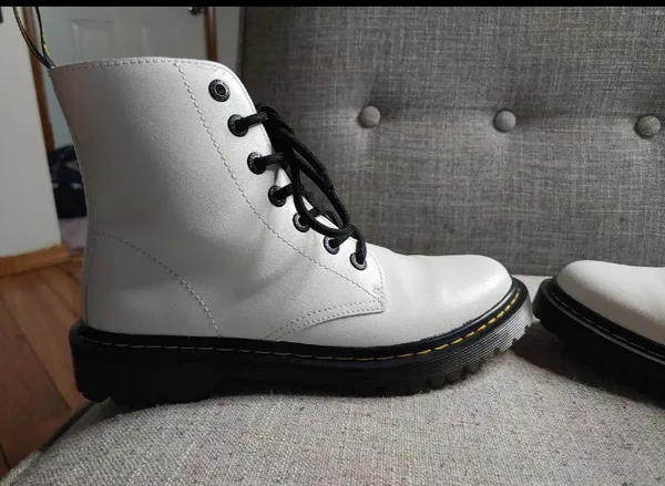 Dr. Martens White Lace Up Boots - Image 9