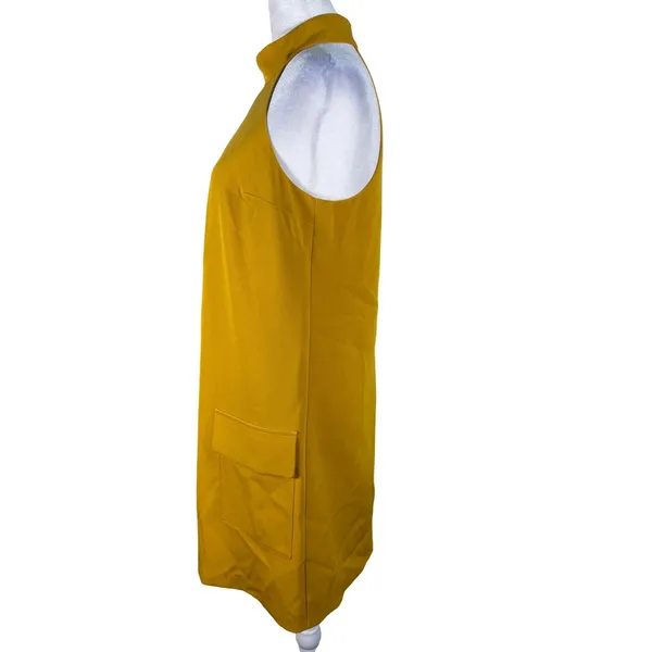 Mare Mare‎ x Anthropologie Halter Dress Women XS Gold Excellent Mod Mini Pocket - Image 3