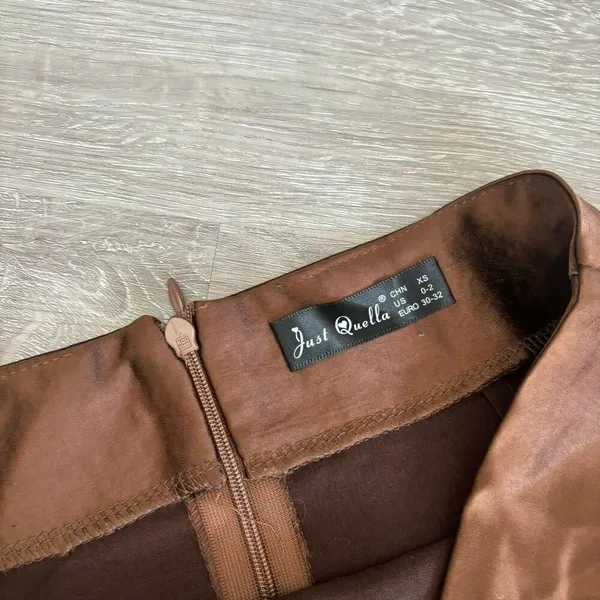 Brown Satin Mini Skirt Size XS - Image 4