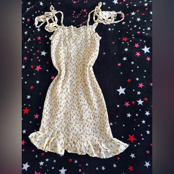 Free People Yellow Floral Mini Dress - Image 4
